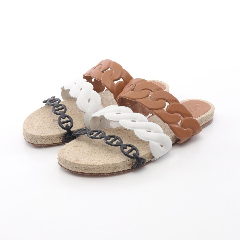 HERMES Gwen Espadrilles Sandals Slides Size 38